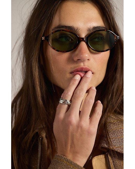 Free People Brown Oh Hello Round Sunglasses