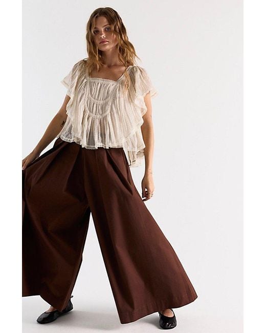 Free People Brown Clara Solid Top
