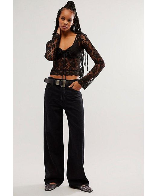 Agolde Black Low-rise Baggy Jeans At Free People In Crushed, Size: 27