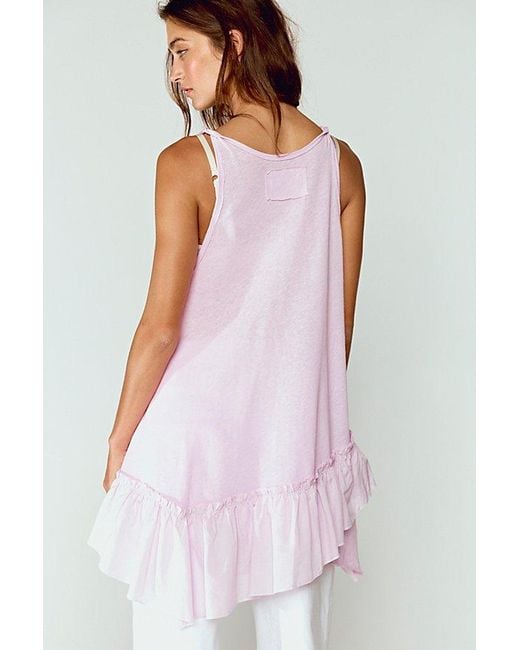 Free People Pink Reverie Ruffle Tank Top