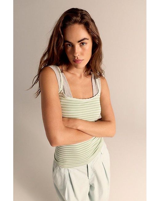 Intimately By Free People Green Just Enough Stripe Cami By