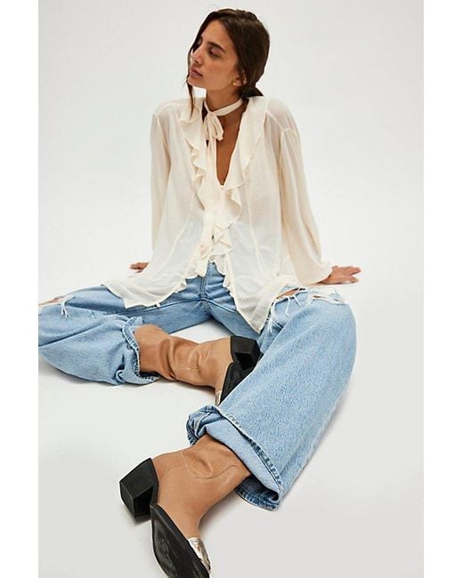 Free People Blue Faster Horses Filigree Boots