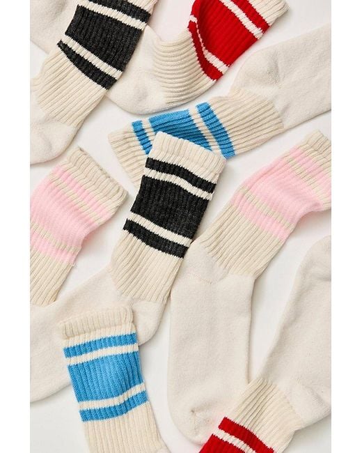 Free People Blue Mono Stripe Crew 2 Pack Socks