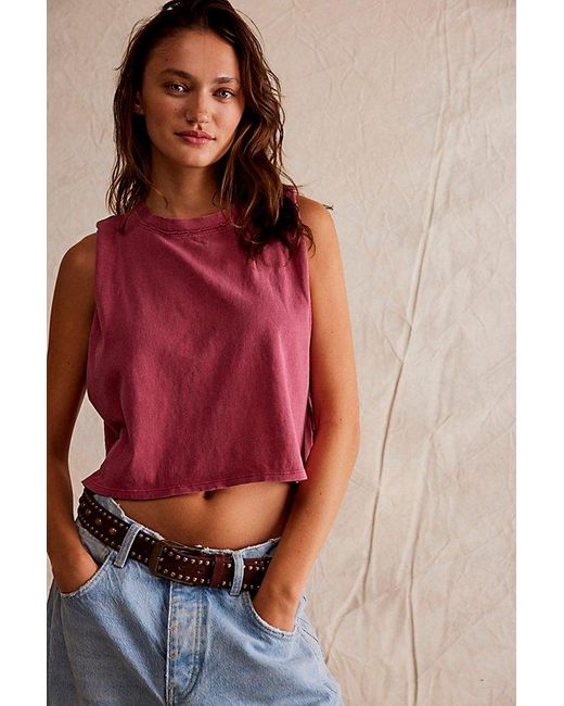 Free People Red Tied Up Muscle Top