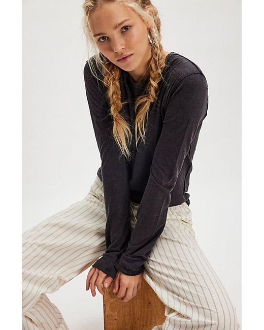 Free People Black Nova Long-Sleeve Tee