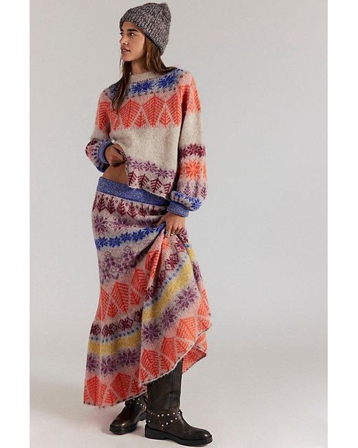 Free People White Winter Whimsy Maxi Skirt Set