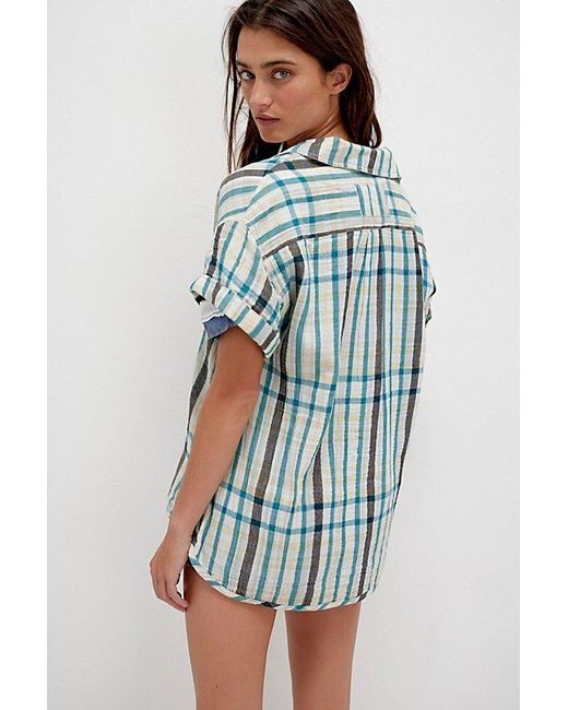 Free People Blue Firefly Madras Top