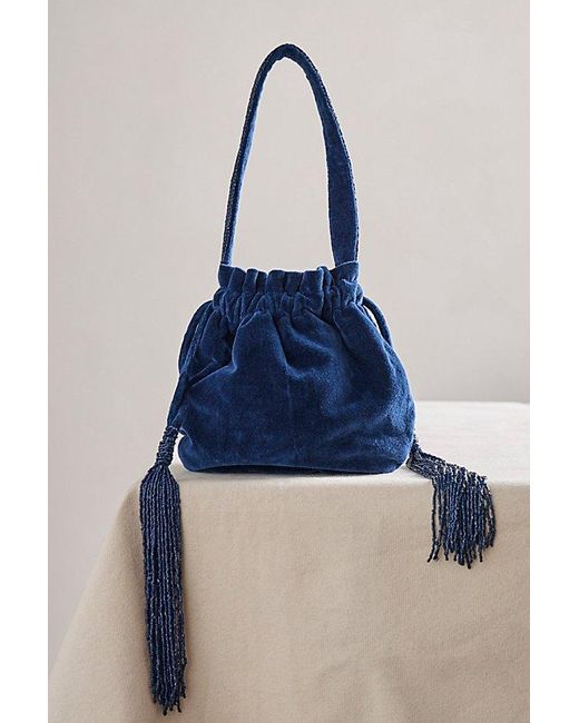 Free People Blue Valentina Velvet Pouch