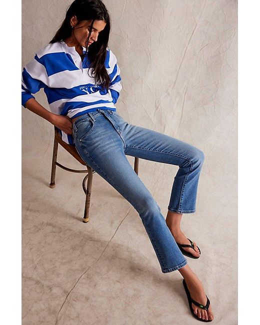 Free People Blue We The Free Low Maintenance Mid-rise Flare Jeans