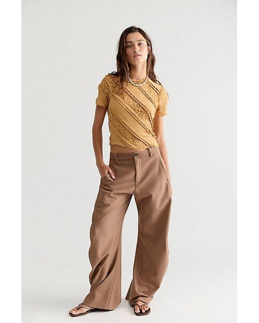 Free People Brown Solita Lace Top