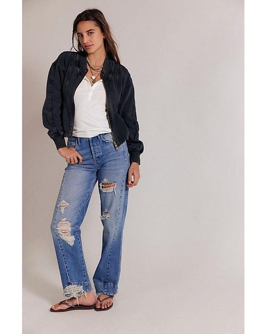 Free People Blue Ziggy Zip-Up