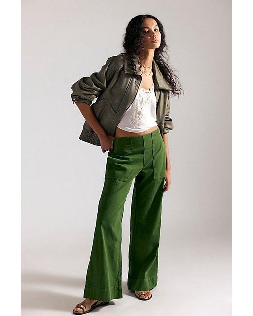 Free People Green Breezy Denim Pull-On Jeans