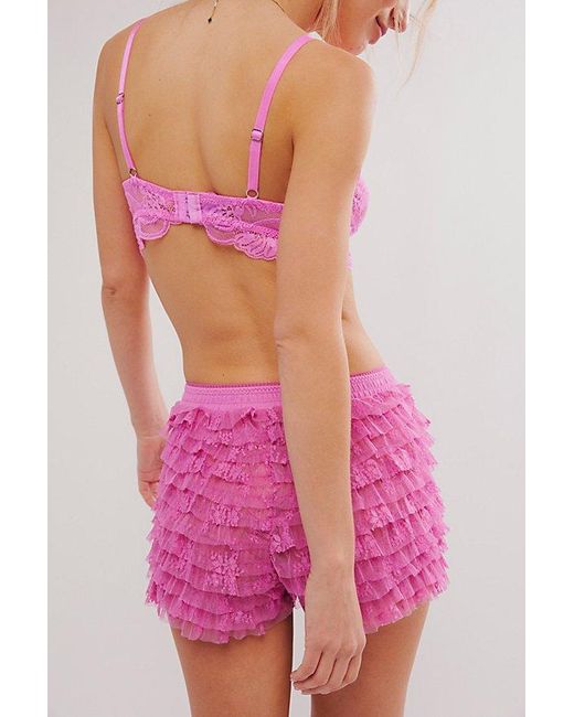 Free People Pink Feeling For Lace Shorties