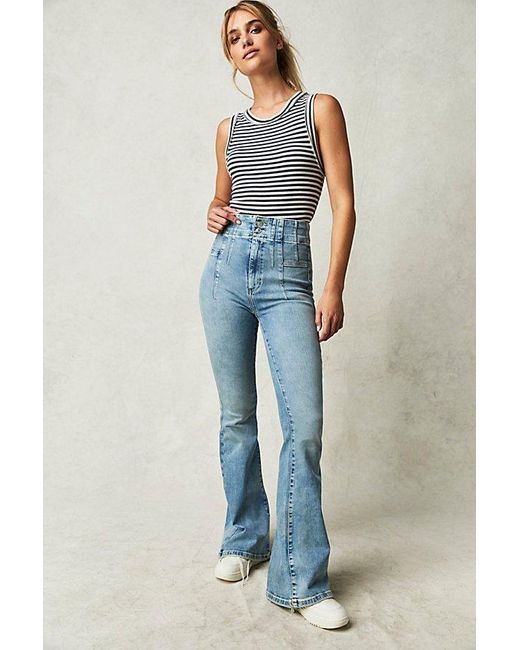 Free People Jayde Flare Jeans At Free People In Hayley Blue, Size: 31