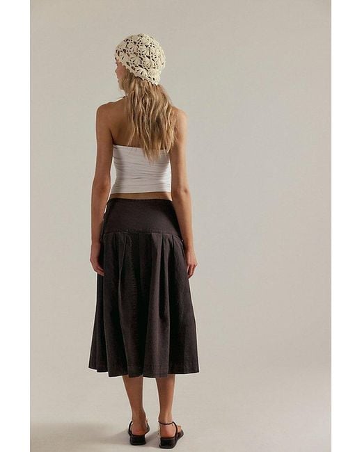 Free People Multicolor Skipper Pleated Chino Midi Skirt