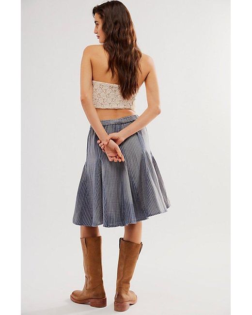 Free People Blue Candace Midi Skirt At In Gravel, Size: Xs