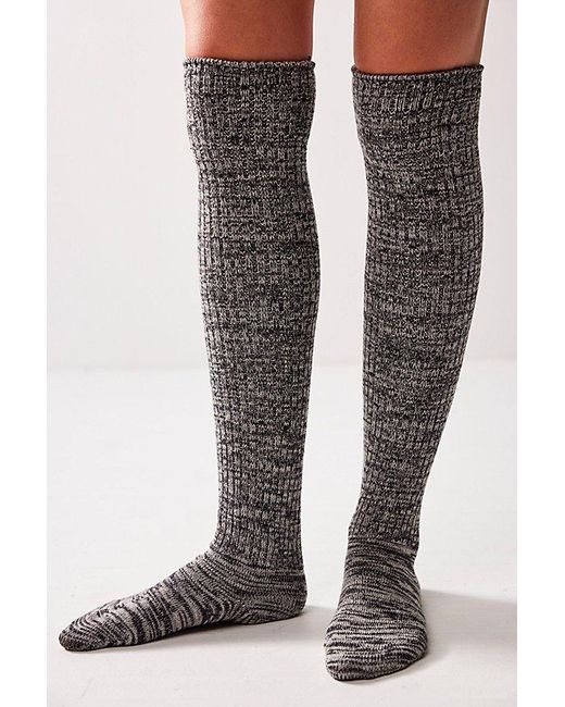 Free People Bulky Knit Over-the-knee Socks At In Black/white