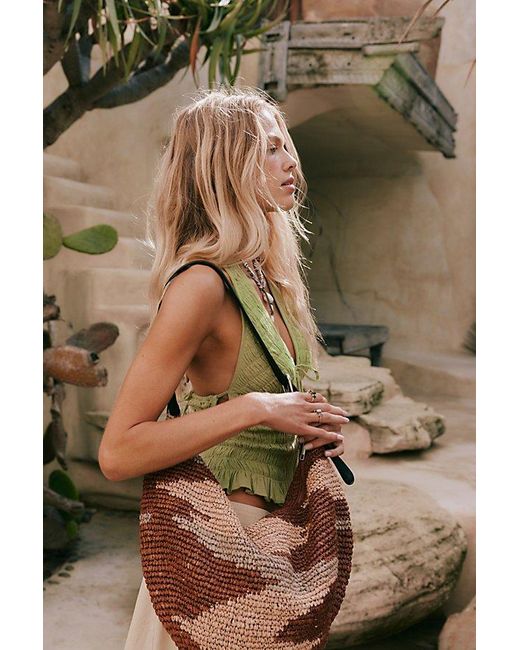 Free People Brown Santorini Straw Tote Bag