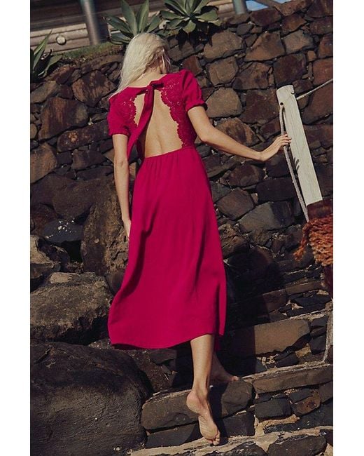 free-est Pink All You Need Is Lace Midi Dress By