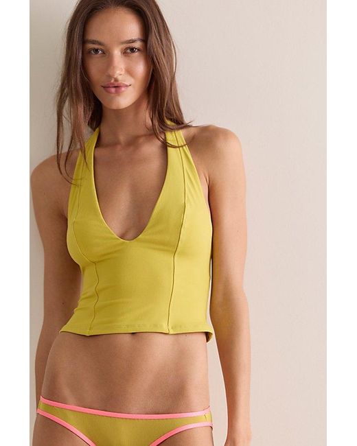 Intimately By Free People Yellow Spill The Tea Plunge Tank Top By