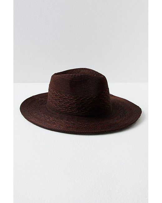 Free People Brown Arrow Woven Packable Hat At In Coffee