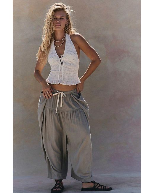 free-est Natural Khloe Smocked Halter Top By