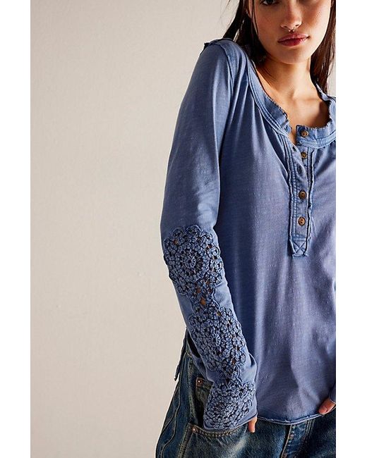 Free People Blue Our Song Henley Cuff