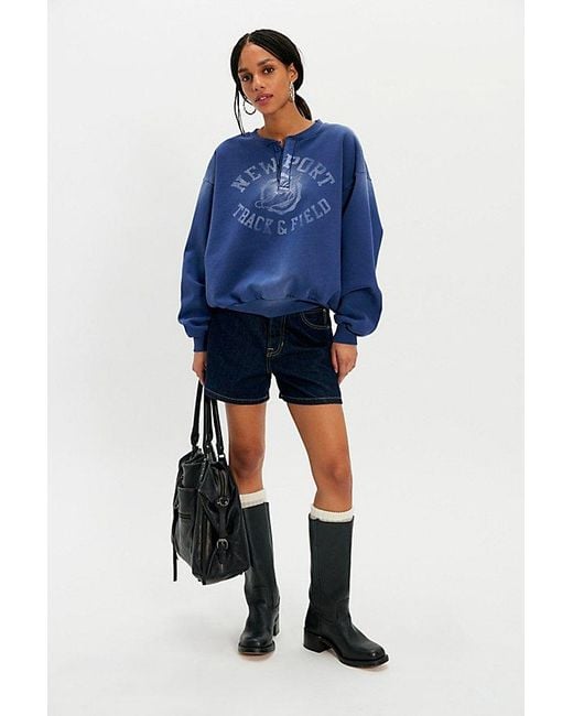 Free People Blue Daydreamer Newport Track & Field Henley