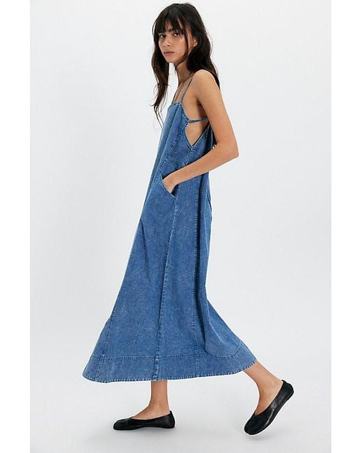 Free People Blue Miko Denim Midi Dress
