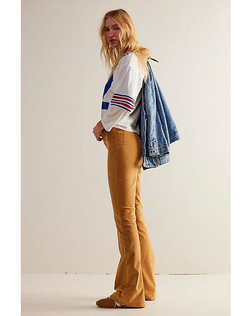 Free People Blue Jayde Cord Flare Jeans At Free People In Spruce Yellow, Size: 26