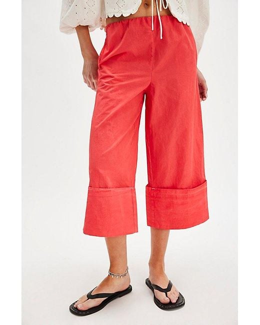 Free People Red Lula Cuff Pants