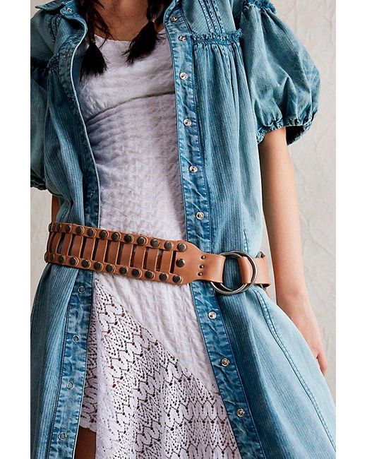 Free People Blue Calgary Belt At Free People In Spanish Rose, Size: S/m