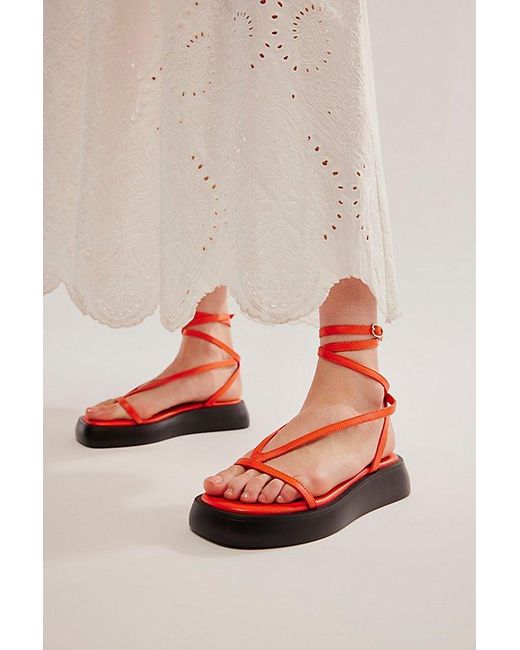 Free People Orange Winnie Wrap Flatform Sandals