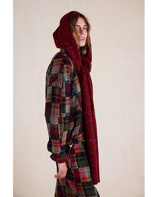 Free People Red Wrap Me Up Hooded Scarf