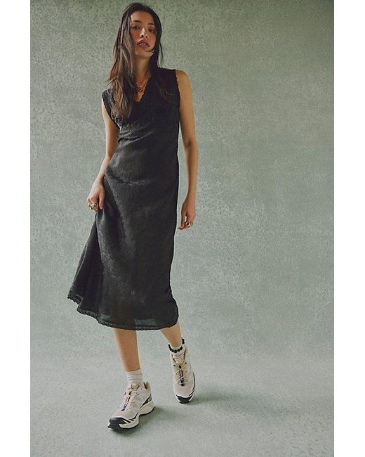 Intimately By Free People Black Me & You Satin Midi Slip Dress By