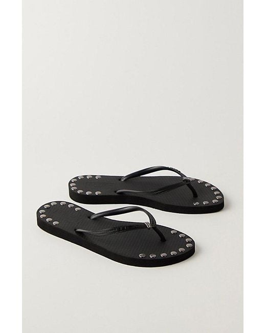 Brizza Arezzo Black Keepsake Embellished Thong Sandals By