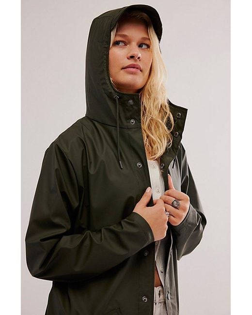 Rains Green Long Jacket