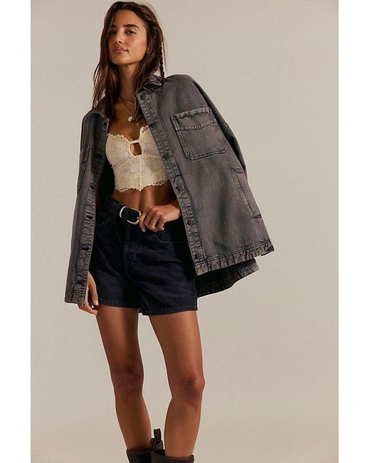Free People Green Madison City Denim Jacket