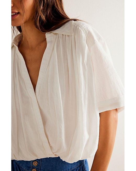 Free People Blue Benny Shirt At Free People In Optic White, Size: Xs