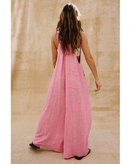 Free People Pink Sun-drenched Overalls