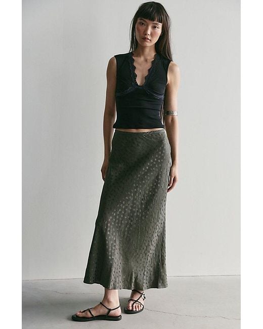 Free People Green Bonita Solid Maxi Skirt