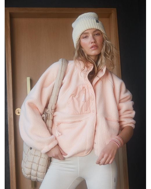 Free People Hit The Slopes Fleece Jacket in Pink
