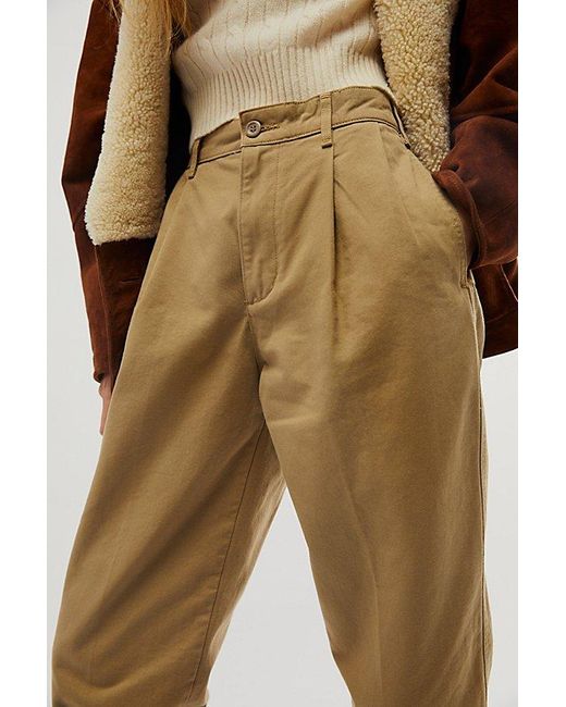Dockers Natural Original Khaki High Pleated Trousers At Free People In New British Khaki, Size: 26