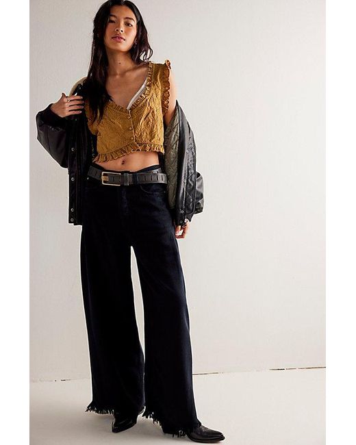 Free People Old West Slouchy Jeans At Free People In Blue Black, Size: 24