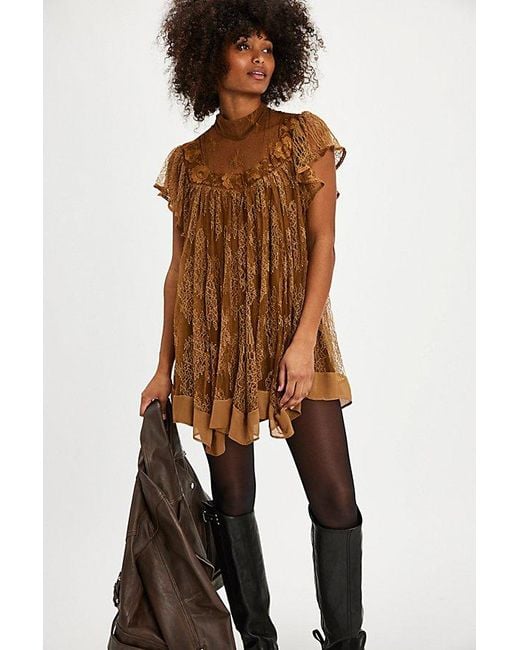 Free People Brown Starry Eyed Mini Dress