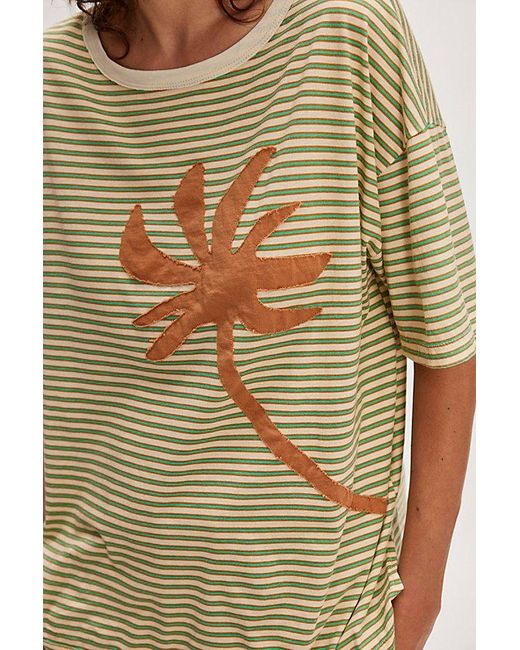 Ragabond Yellow Striped Palm Applique Tee By