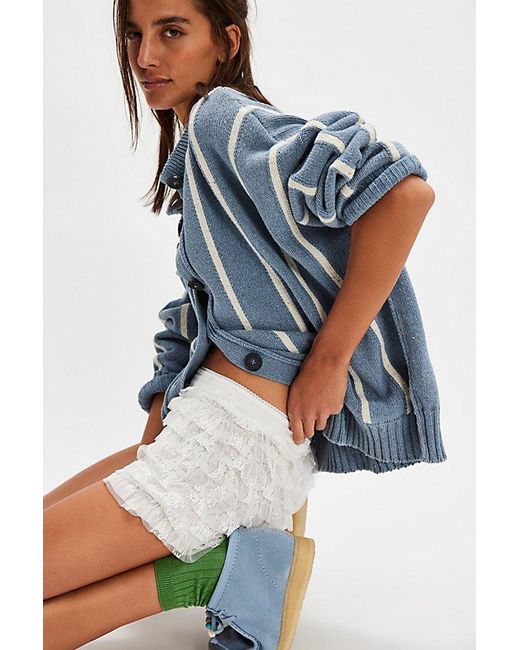 Free People Blue Feeling For Lace Shorties By