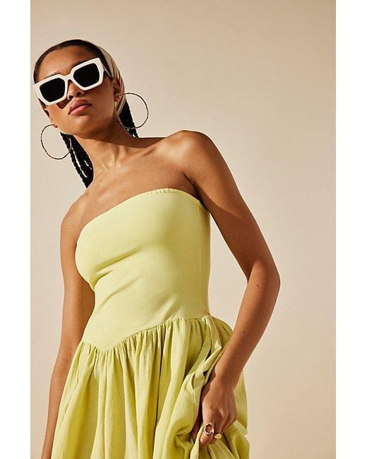 free-est Blue Onda Drop-Waist Tube Midi Dress By