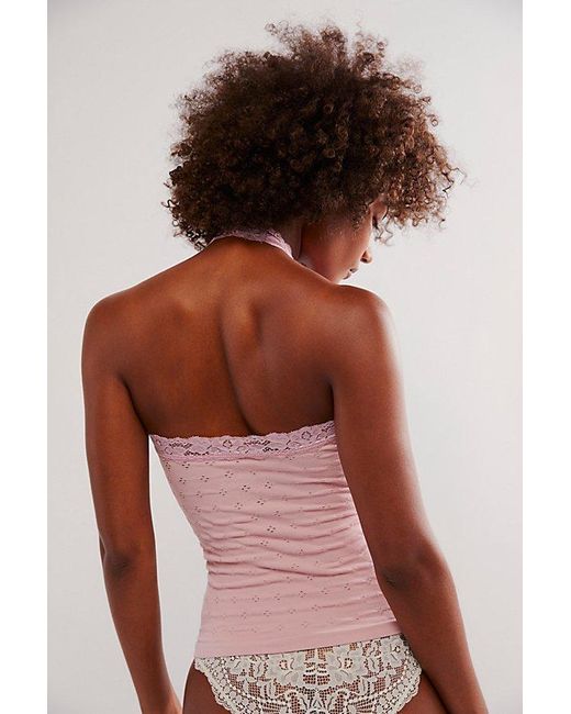 Intimately By Free People Pink Eyelet Seamless Halter Top