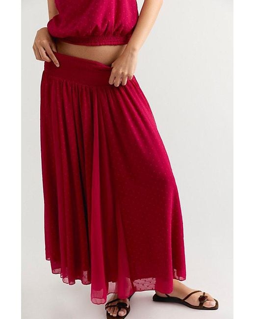 Free People Red Sunflare Maxi Skirt Set